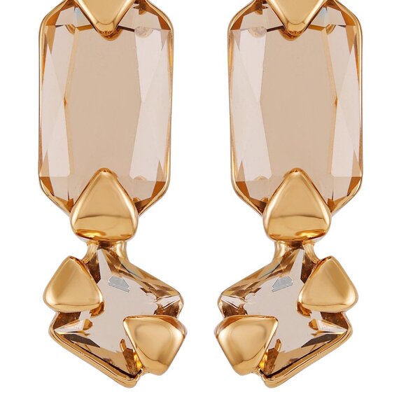 NWT Vince Camuto Gold and Amber Toned Geometric Drop Earrings - Picture 5 of 6